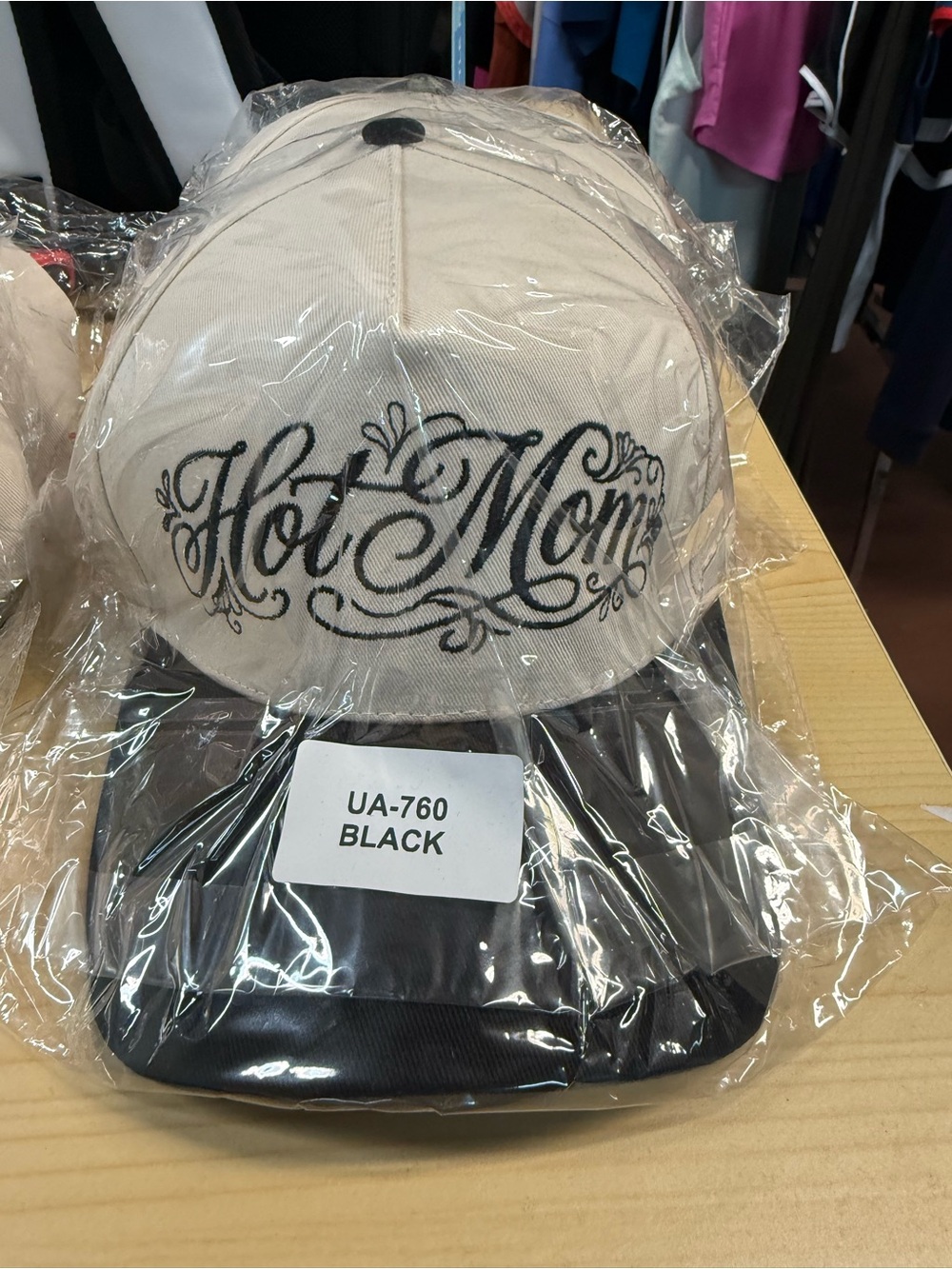 Zenana Outfitters Hot Mom Baseball Cap - Cream & Black